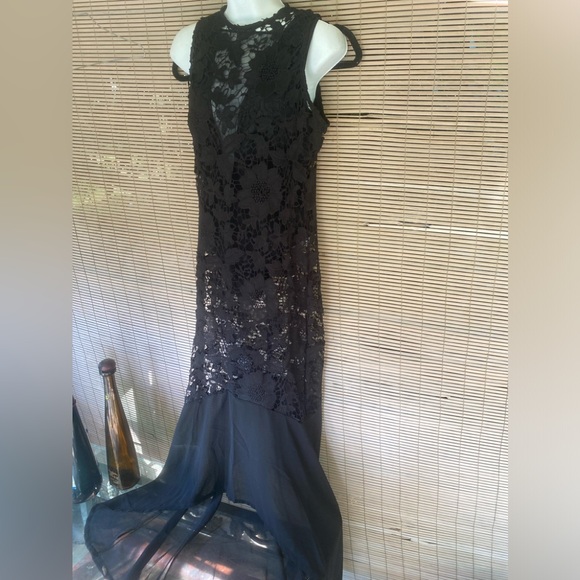 Black Lace Long Dress w Two Bodysuits - Picture 1 of 15